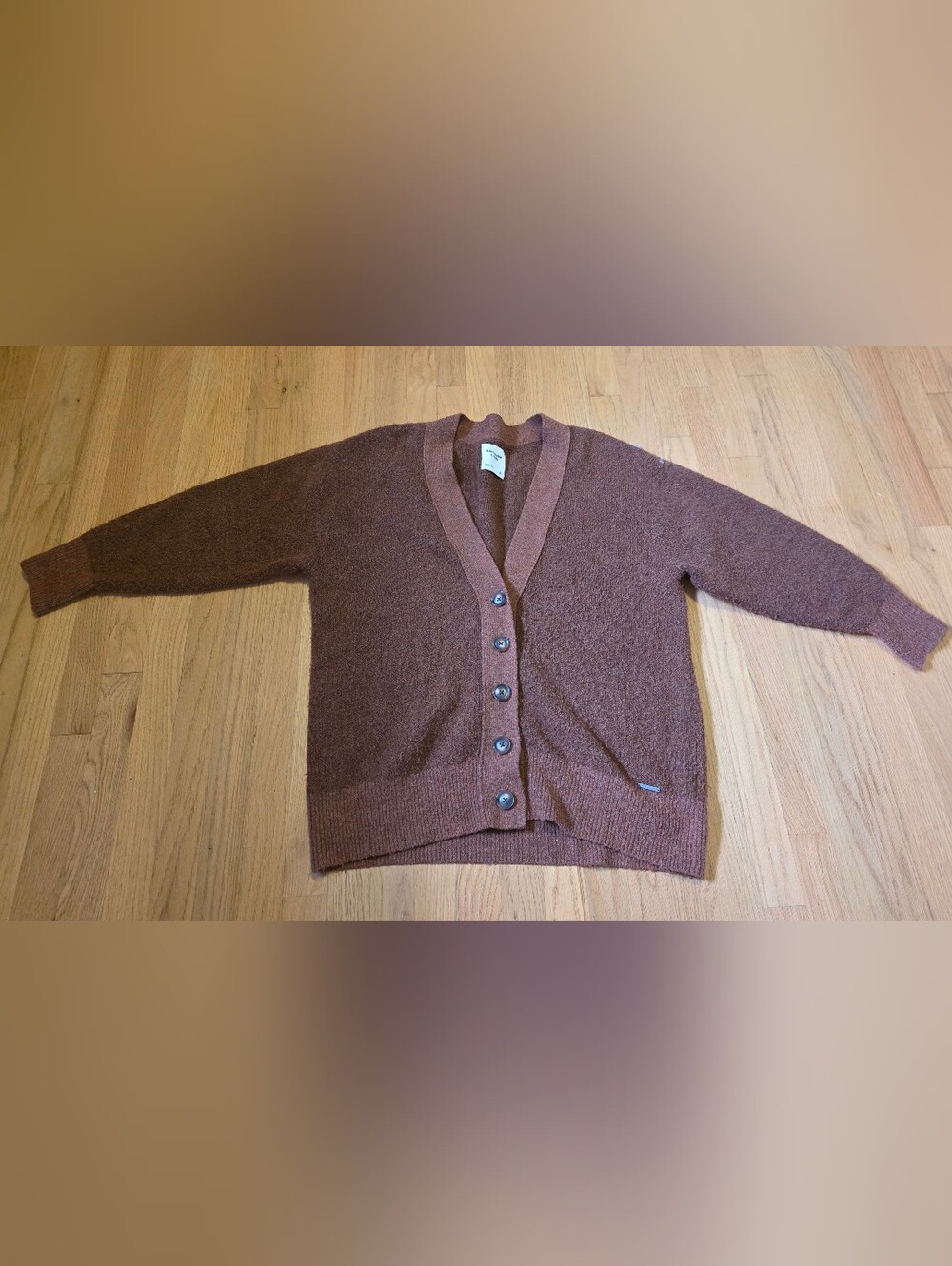Abercrombie & Fitch Brown Button-Up V-Neck Cardigan Size L